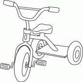 coloring picture of A tricycle is a three-wheeled bike with mostly used by young children who are beginners