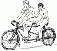 coloring picture of a couple on a tandem