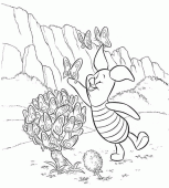 coloring picture of piglet and butterflies