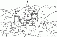coloring picture of castle of baviere in forest