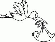 coloring picture of a stork which brings a baby