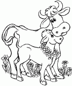 coloring picture of cow and cow s baby