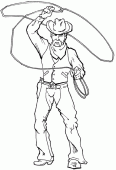 coloring picture of cowboy with lariat