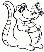 coloring picture of crocodile with bird