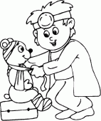 coloring picture of child plays doctor
