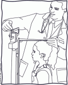 coloring picture of the doctor measures the child