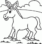 coloring picture of a donkey in a pasture