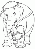 coloring picture of Jumbo and his mum
