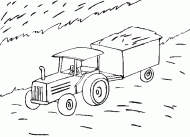 coloring picture of farm tractor in field