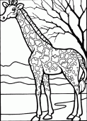 coloring picture of giraffe and tree