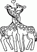 coloring picture of giraffe kiss