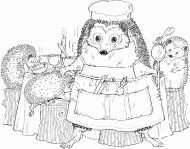 coloring picture of hedgehog s family in the kitchen