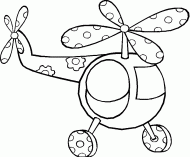 coloring picture of helicopter with flowers and dots