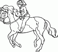 coloring picture of horsewoman on a horse