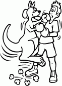 coloring picture of a kangaroo fights against a boxer