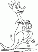 coloring picture of a kangaroo makes jumps with its baby in his pocket