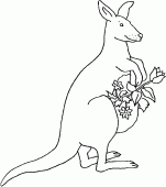 coloring picture of kangaroo with some flowers