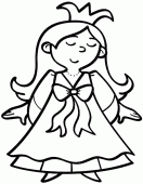 coloring picture of little girl as a princess