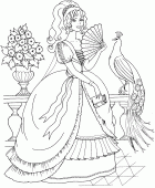 coloring picture of princess on a balcony