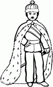 coloring picture of the king with his crown and his coat