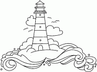 coloring picture of lighthouse in the middle of the sea
