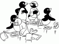 coloring picture of pingu hockey sur glace
