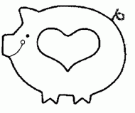 coloring picture of a pig with a heart