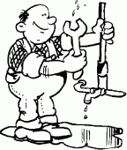 coloring picture of a plumber and a puddle