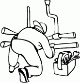 coloring picture of plumber who performs repair