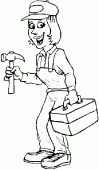 coloring picture of woman plumber