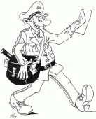 coloring picture of postman is distributing the mail