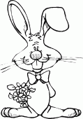 coloring picture of rabbit with some flowers