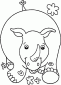 coloring picture of rhinoceros and flowers