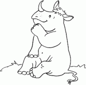 coloring picture of rhinoceros sitting