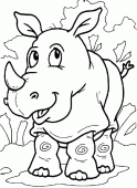 coloring picture of small rhinoceros
