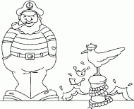 coloring picture of captain on the port pontoon