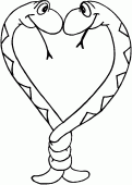 coloring picture of two snakes heart