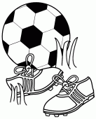 coloring picture of soccer ball and shoes