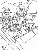coloring picture of two astronauts in a space s vehicule