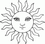 coloring picture of sun drawn with a face