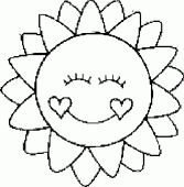 coloring picture of sun with two hearts for the cheeks of its face