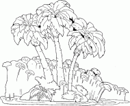 coloring picture of palm trees on an island service road