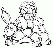 coloring picture of a rabbit in a carapace of tortoise