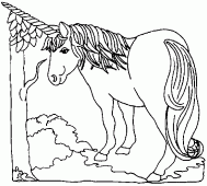 coloring picture of unicorn and tree