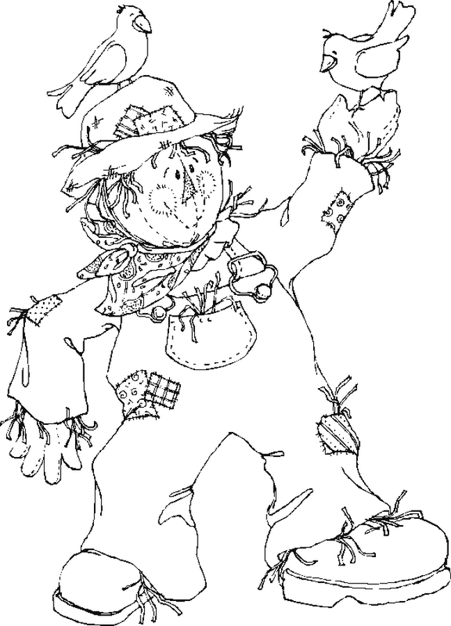 scarecrow and birds