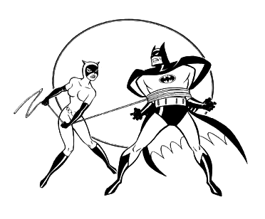 Catwoman catches Batman with her whip