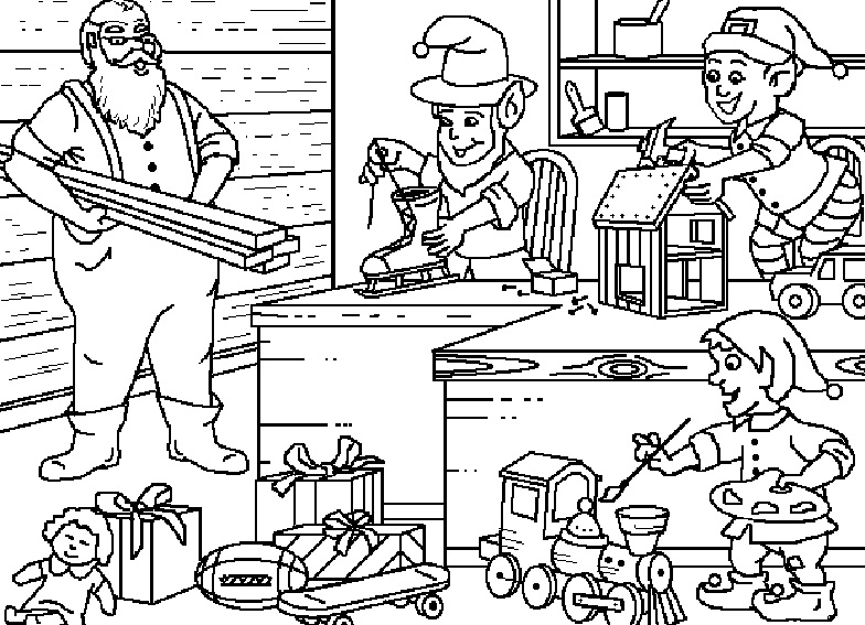 Santa Claus s elves build some toys