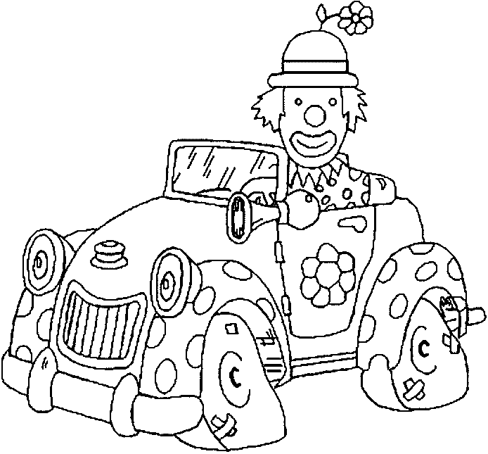 Clown in a car
