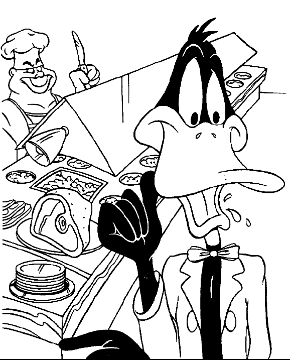Daffy Duck is a waiter
