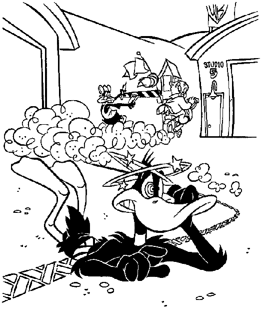coloring picture of Daffy Duck in at the WB studio